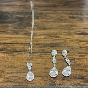 Diamond earrings and necklace